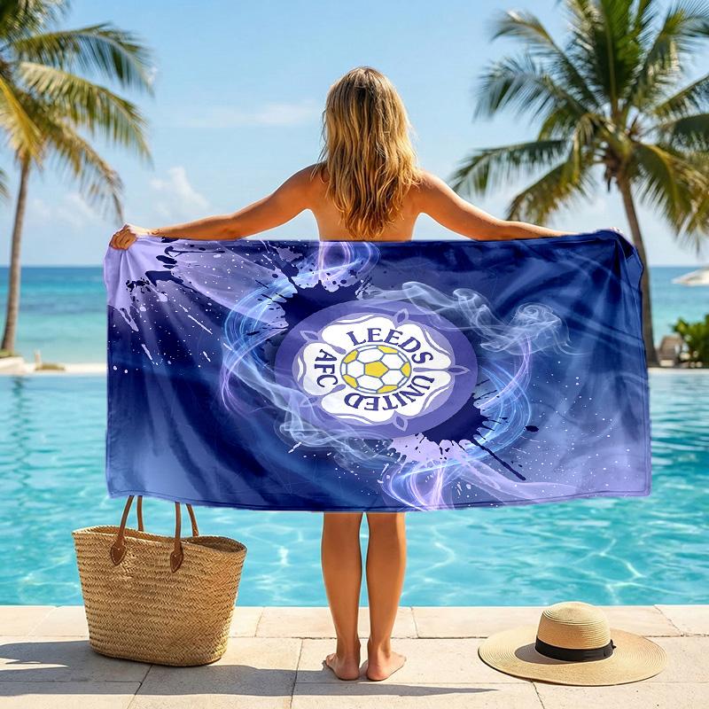 Leeds United Fußball Strandtuch Weiches Mikrofaser Sommerhandtuch Schnelltrocknendes Saugfähiges Handtuch für Strand Schwimmbad Reisen