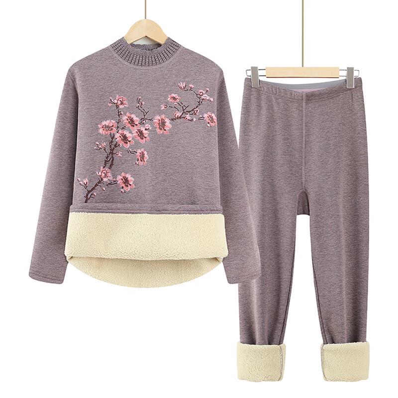 Elderly Women's Fleece-Lined Thermal Underwear Set