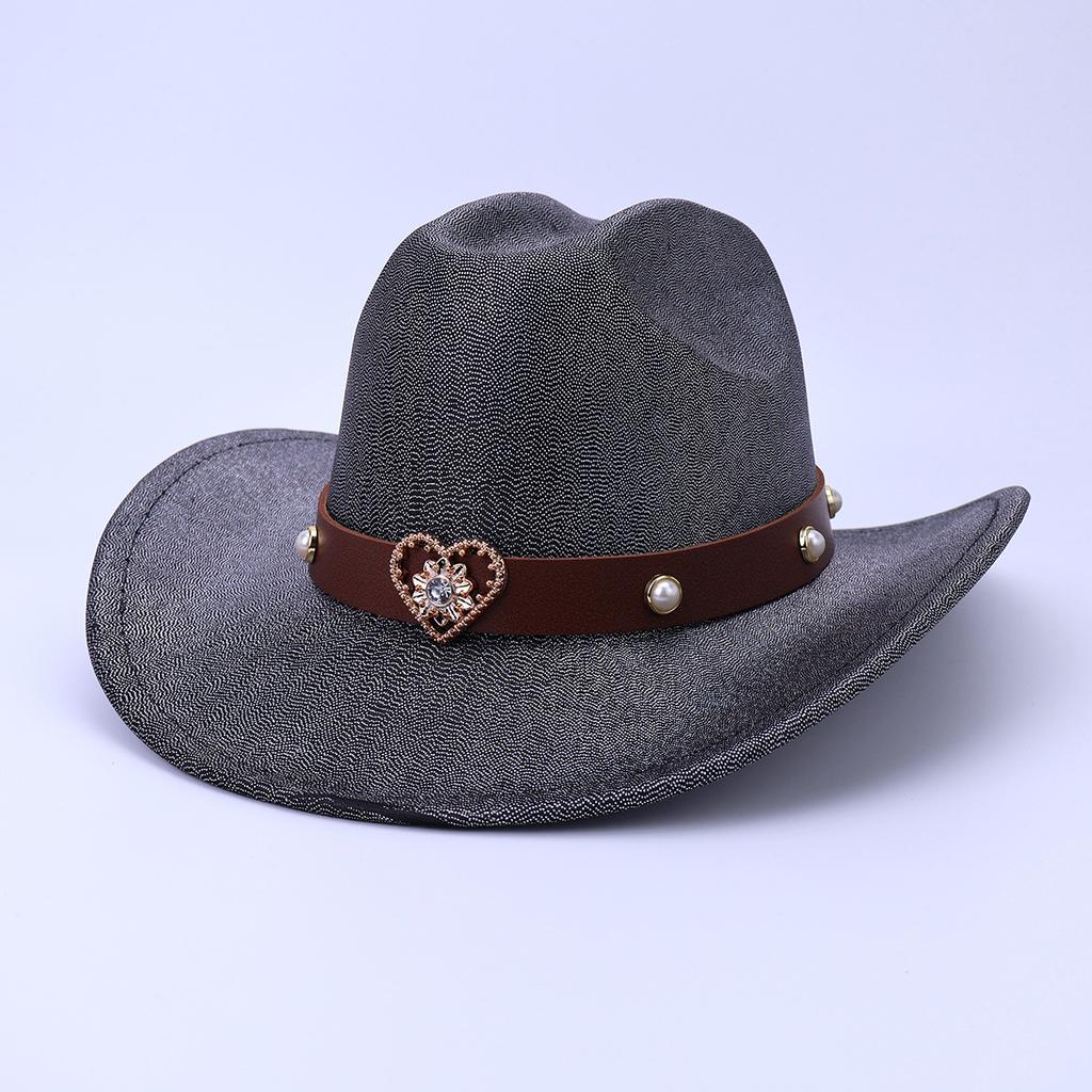 European And American Bright Western Cowboy Hat Metal Belt Decorative Outdoor Hat Women'S Retro British Jazz Top Hat