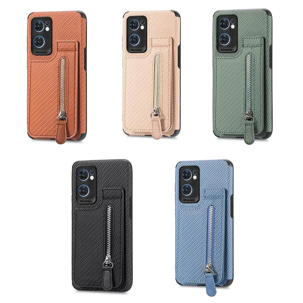 Zipper Magnetic Cards Holder Case For OPPO A38 A79 A58 A97 A78 A72 A74 A93 A94 A16 A57 A52 A54 Card Slot Flip Wallet Back Cover