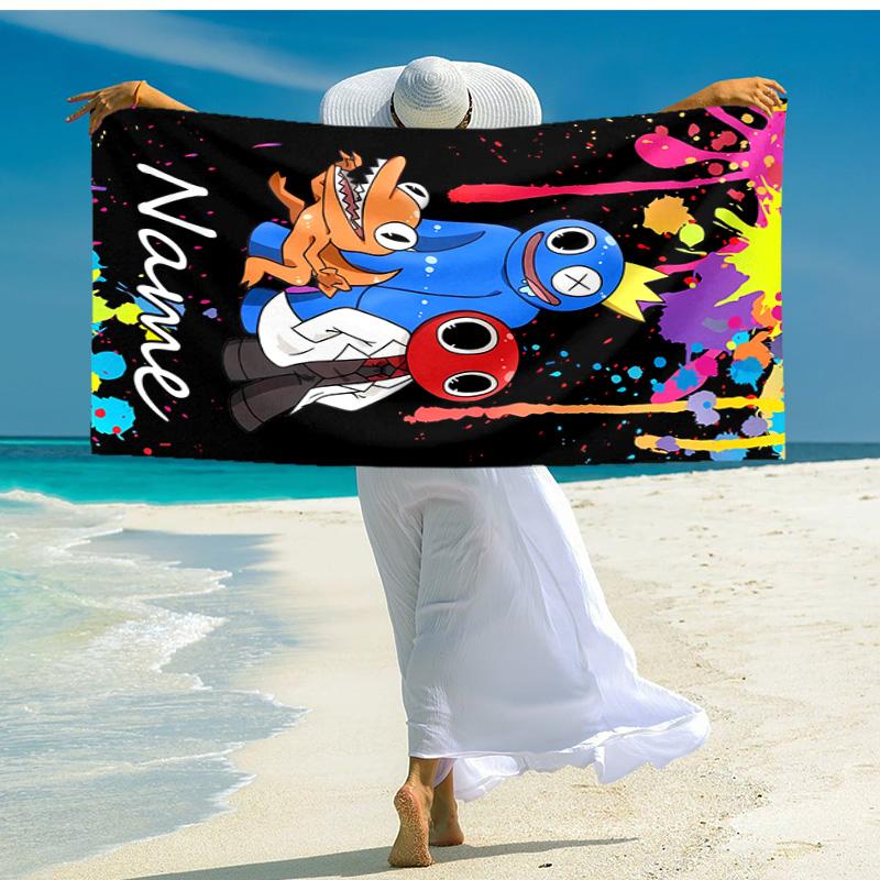 Personalized customized proof beach towel with Rainbow Friends pattern - soft, absorbent,quick-drying,perfect swimming,camping&bathing