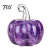 Mini geschnitzte Kürbis-Ornamente Natürlicher Kristall-Anhänger, Stein-Charm mit Mikro-Landschafts-Accessoires Metallhaken, Halloween-Dekoration, Ferienhaus