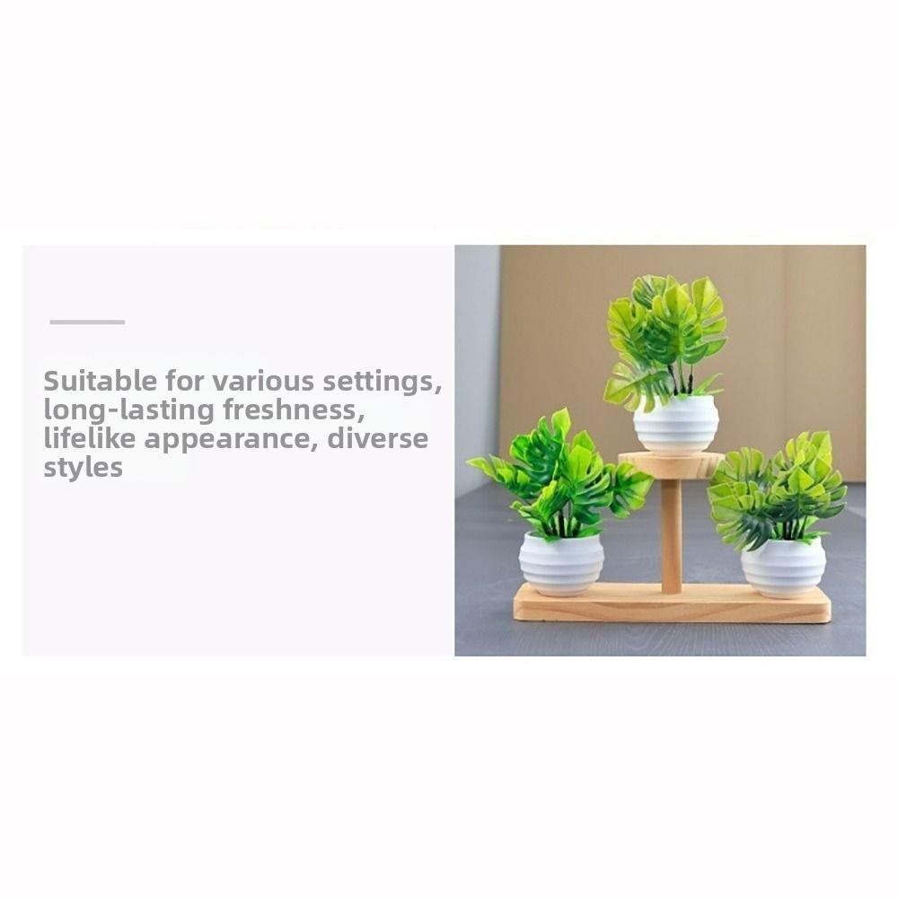 with Flowerpot Faux Plant Bonsai Green Leaves Artificial Potted Plant Home Decoration