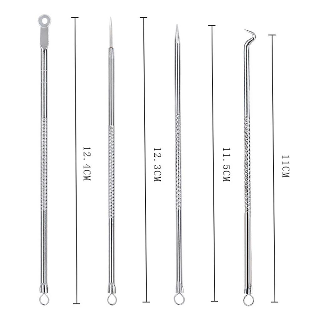 4PCS Stainless Steel Removal Kit Blackhead Remover Facial Pimple Comedone Needle
