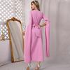 Stylish Ethnic V-neck Hand Sewing Drill Wrap Dress Fashionable Diamond Wrap Dress