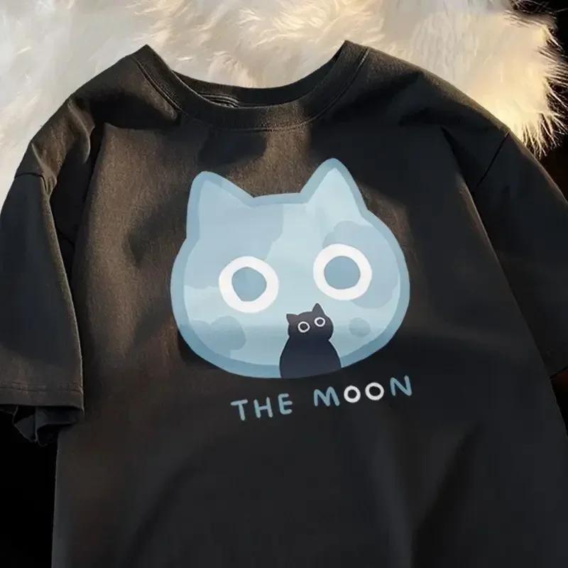 Rock Puppy Couple Clothing Rabbit Kawaii Women's T-shirt Y2k Fashion Blouse Harajuku Streetwear Cat Print Tops Women Clothing