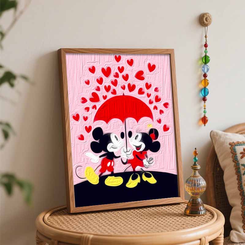 Disney Mickey Minnie Love Umbrella Paint By Number Kit Drawing Canvas DIY Picture Home Decor Art Craft Wall Hanging Painting Gift 130
