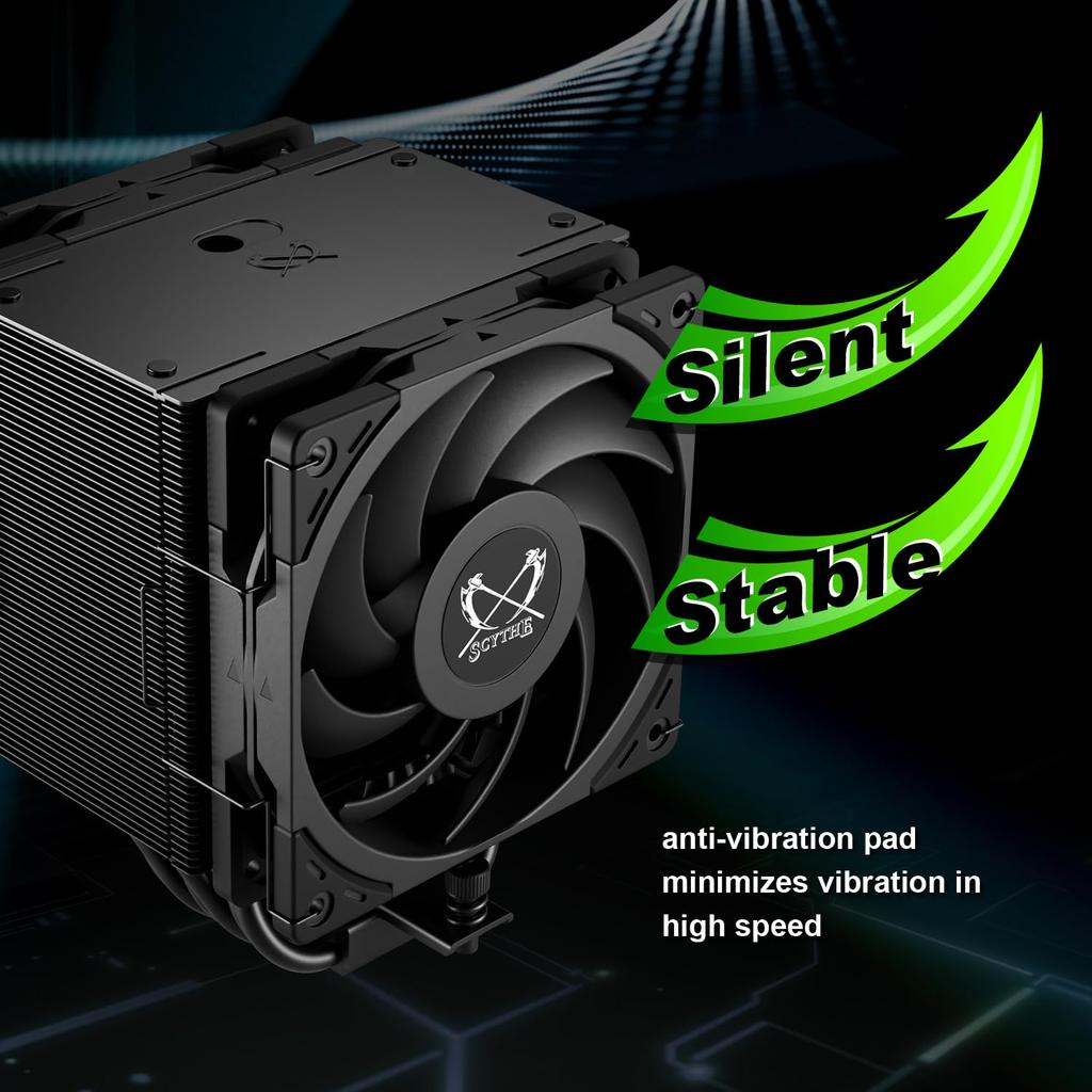 Scythe Mugen 6 Dual Fan Black Edition CPU Air Cooler, Supports Intel LGA1700, LGA1151, AMD AM5, AM4, 120mm, Single Tower, Aluminum Top Cover (Mugen 6