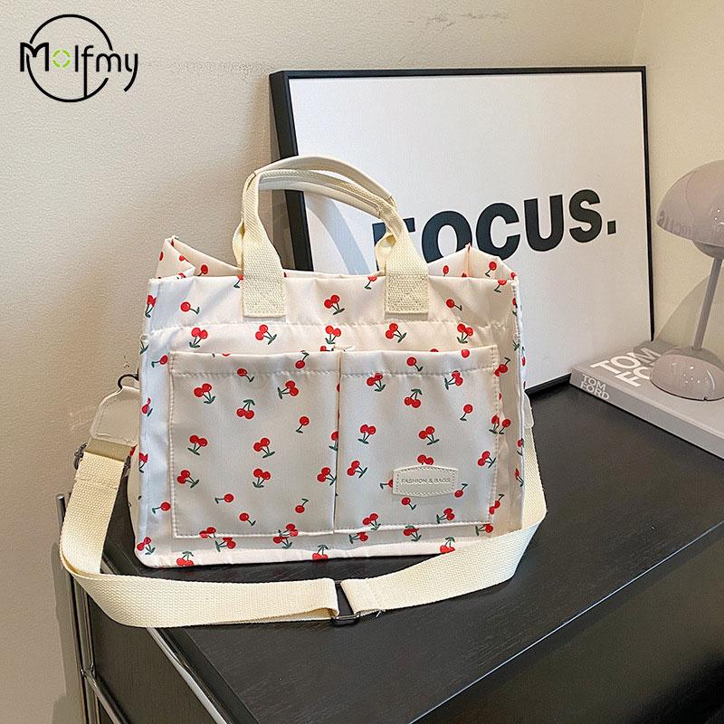 Dámské tašky Tote Nastavitelný popruh Psaníčko Třešňový vzor Kabelky Velká kapacita Nákupní taška na dojíždění Tote Kabelka Bolsos De Mujer