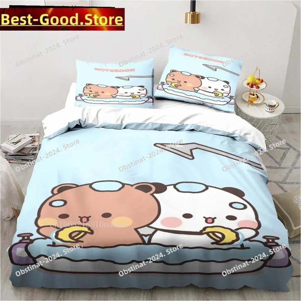 Süßes Bubu und Dudu Cartoon Bettwäsche-Set Bedruckte einzelne Bettdecke Bettbezug Kissenbezug 3-teilige Sets Kinder Erwachsenengröße