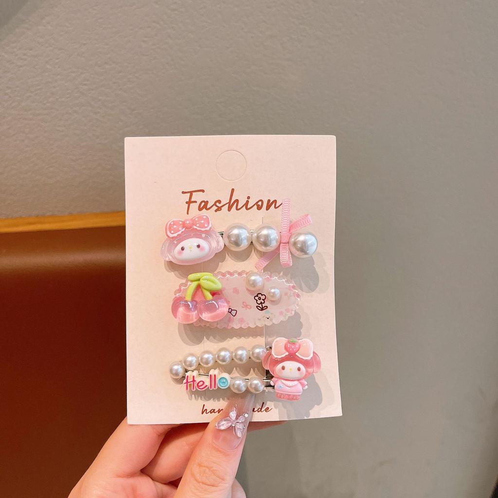 Cartoon Button Children'S Hairpin Cute Kt Cat Girl Heart Bangs Edge Clip Hairpin Student Broken Hair Duck Bill Clip Hair Accessories