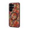 Samsung S26 Ultra Floral Magnetic Leather Case with Card Slot - Fits S23, S24 FE, S25