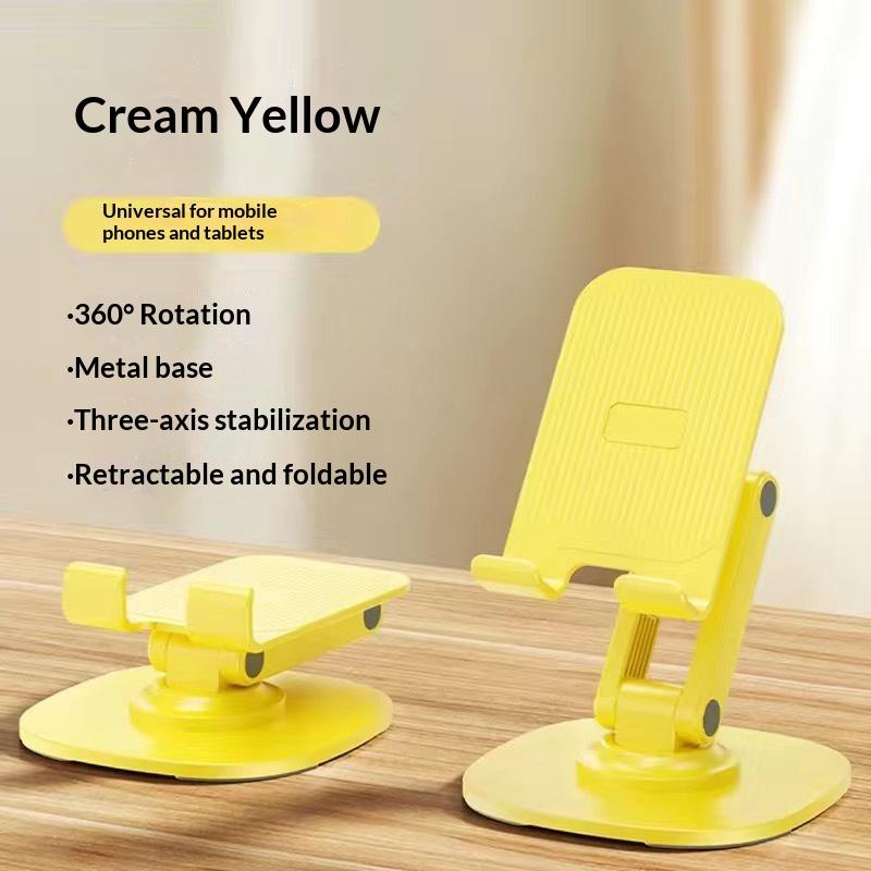 360° Rotating Foldable Desktop Mobile Phone Holder Plastic Stand+Metal Bottom Phone Stand Lazy Universal Tablet Support Stand