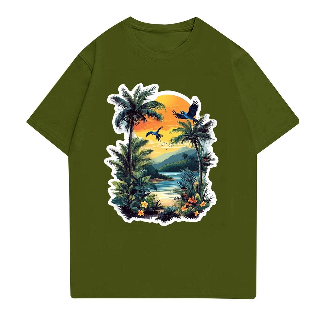 Men's Stand Collar Short Sleeve Shirt Loose Leisure Holiday Shirt Man