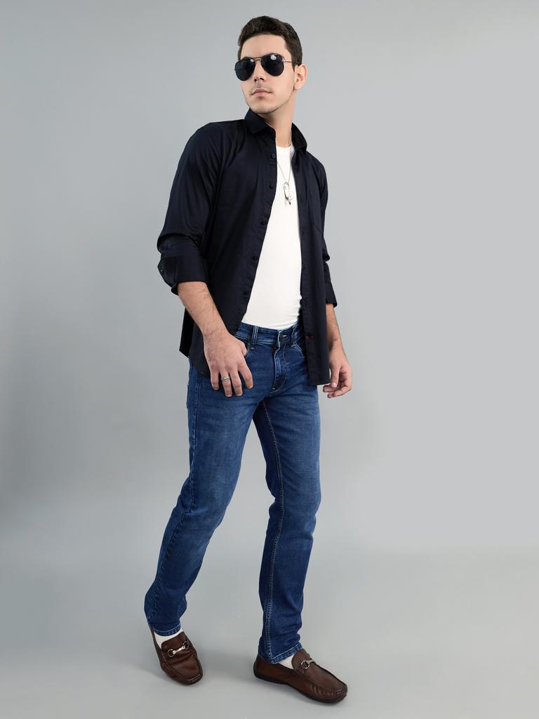 Monte Carlo Men's Slim Fit Solid Full Sleeve Shirt