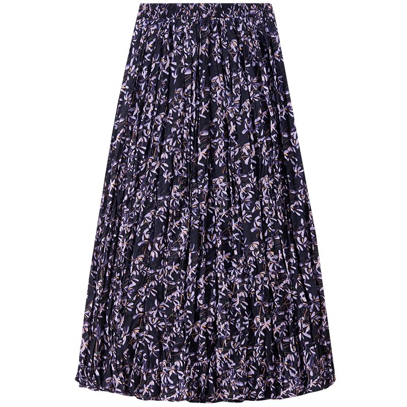Elegant Floral High-Waist A-Line Mid-Length Skirt