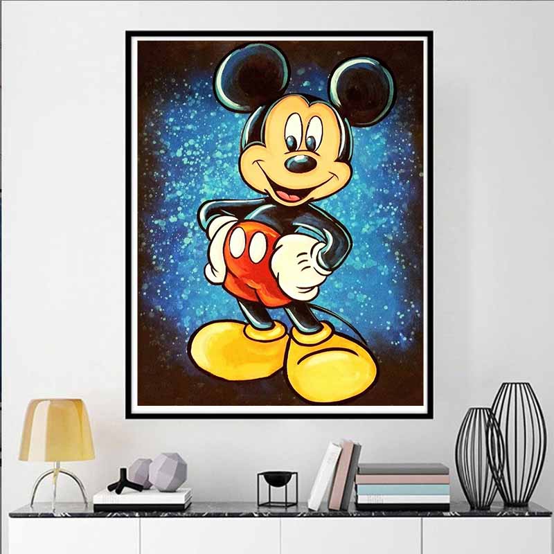 Disney Diamond Painting Mickey Mouse Starry Sky Oil Painting Style Art Painting Diamond Mosaic Cross Stitch Diamond Inlay Room Decoration Gift