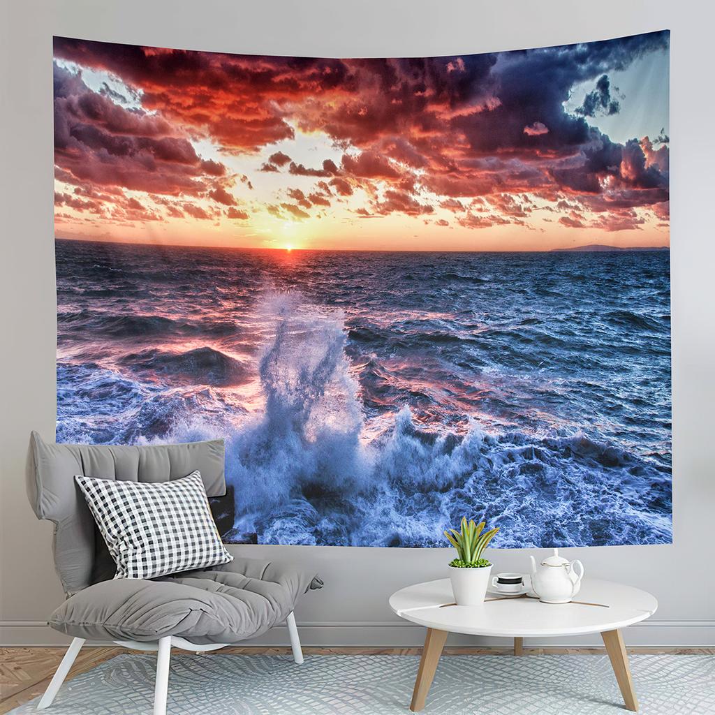 Beach Waves Tapestry Sunset Scenery Tapestry Minimalist Art Tapestry Home Living Room Dorm Bedroom Aesthetics Decor Tapestries