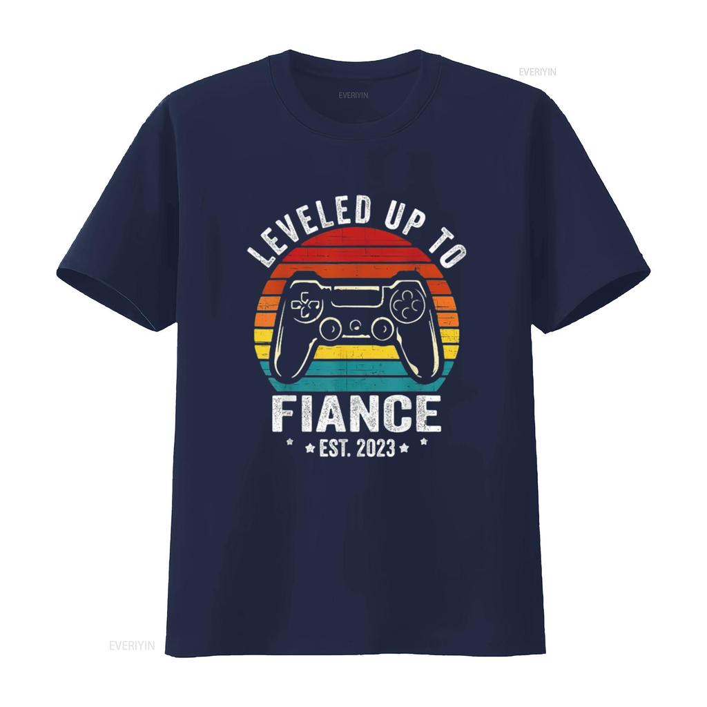 Mens Fiance Level Unlocked Engaged Couple Gamer T Shirt Black 4X Large vintage Washed Casual Stretched Breathable streetwear