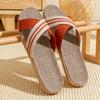 Linen slippers household thick bottom straw summer men and women cool slippers home indoor non-slip and non-smelly feet