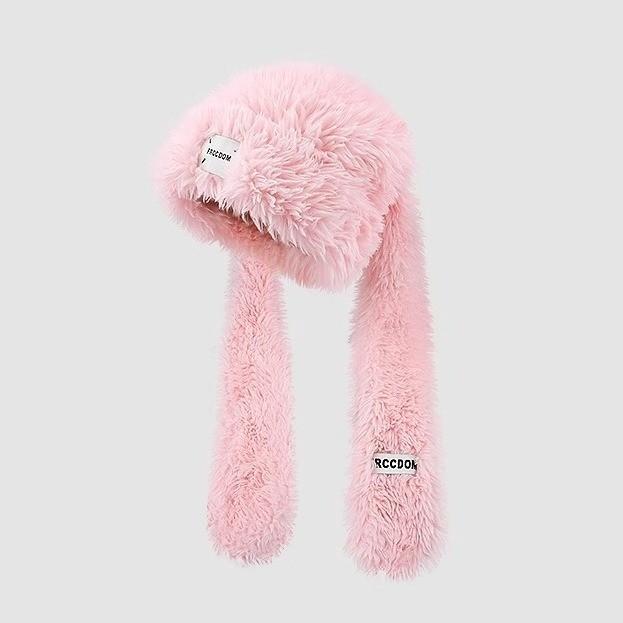 Cute Long Eared Winter Hat With Scarf For Girls Warmth And Windproof Protection