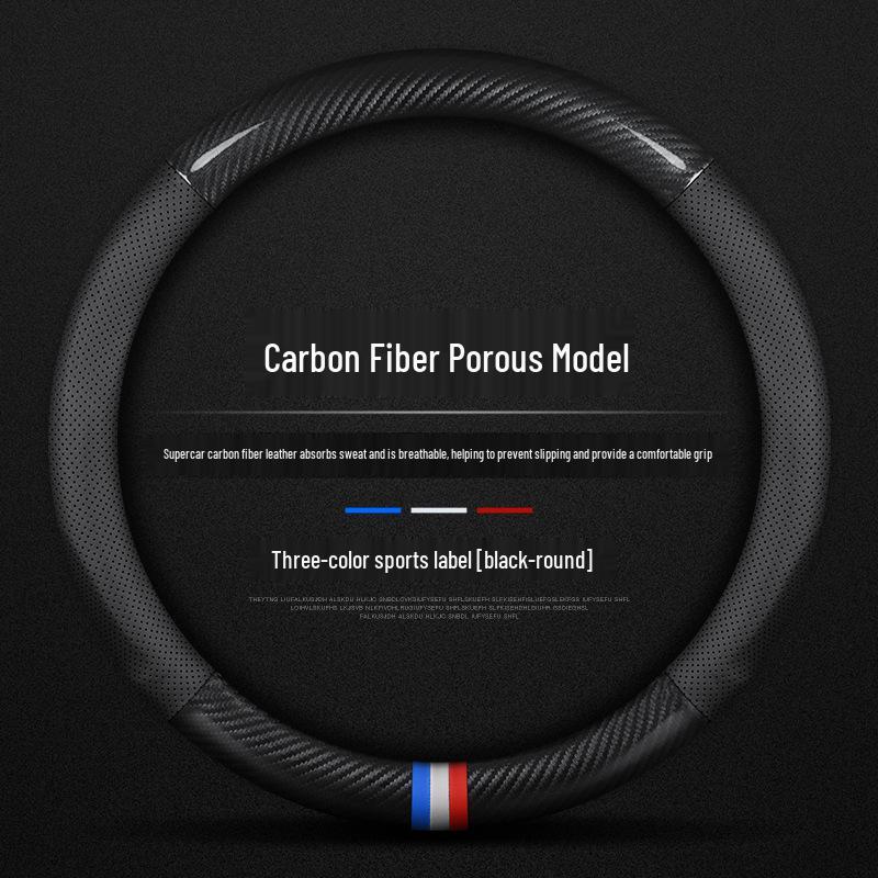 XPeng Steering Wheel Cover for P7, G3, G3i, P5 - Genuine Leather Carbon Fiber, High-Quality.