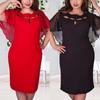 Damska Modna Sukienka Plus Size 6XL z Wycięciami, Krótkim Rękawem, Jednokolorowa, Dla Swobodnego Stylu**