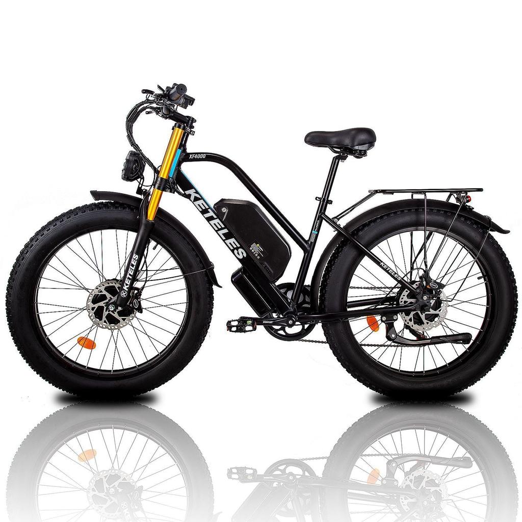 KETELES XF4000 Road Elctric Bike 2000W, 48V 23Ah, Max Speed 50km/h, Hydraulic Disc Brake, Twist Throttle, Front Suspension, 26"×4.0" Fat Tyre E-Bike