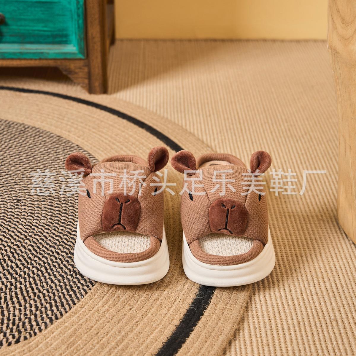 

Льняные тапочки для женщин, Мужская обувь на толстой подошве, Нескользящие и без запаха, Прохладные тапочки для дома 36-37 коричневый