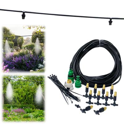 15M Misting Cooling Nozzle System Brass Atomizer Nozzles Kit Garden Irrigation Watering Greenhouse Micro Sprinklers