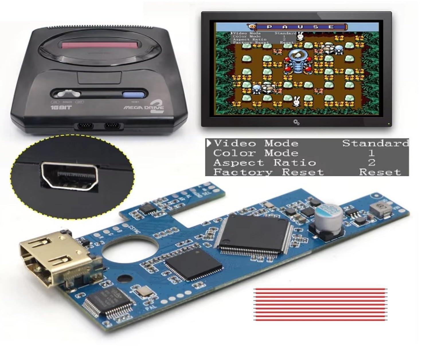 

[For Professionals/Soldering Modification Users Only] SEGA MEGADRUVE2/MD2 HDMI Kit (1080p HDMI Output) [432611]