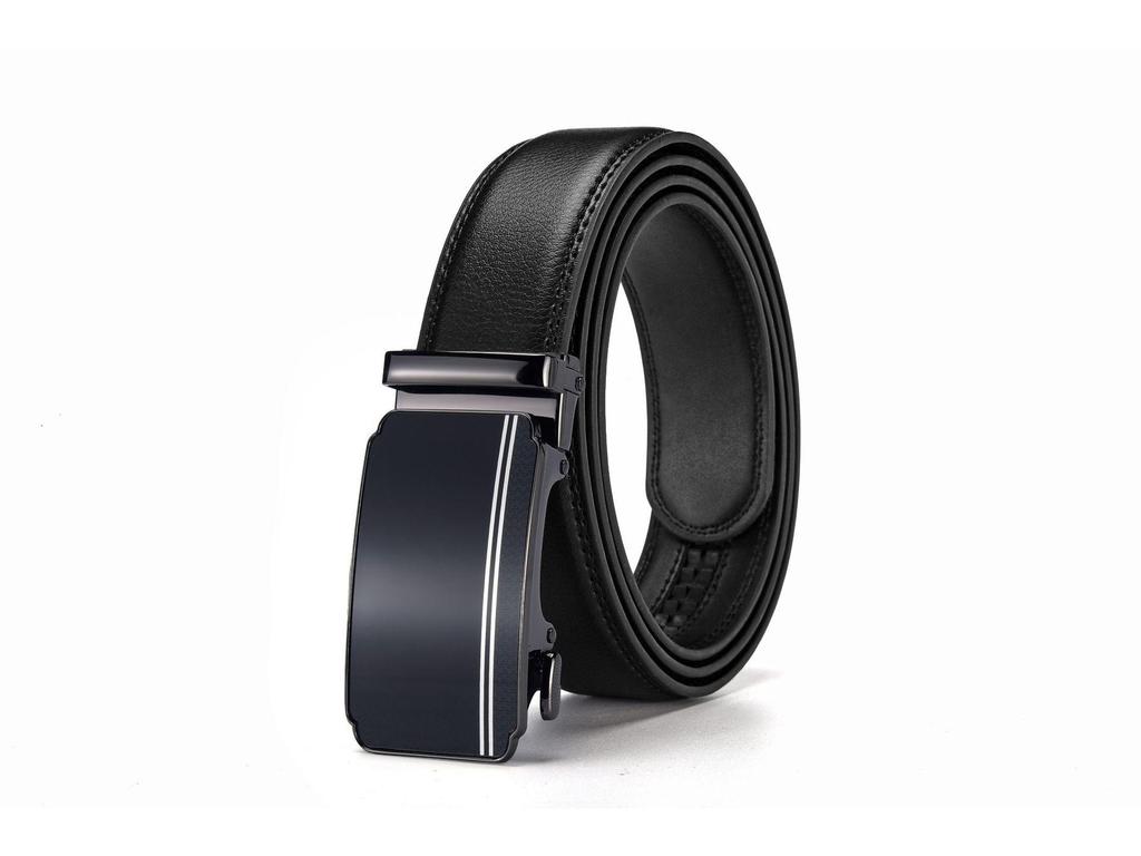 Men's Leather Belt - Casual Business Style with Smooth Alloy Automatic Buckle