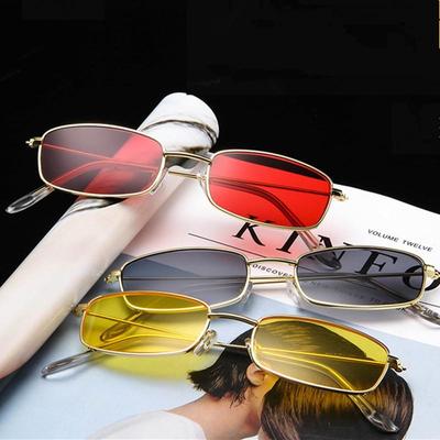 Vintage Sonnenbrille Damen Herren Markendesigner Kleine Rechteck Retro Shades Metallrahmen Sonnenbrille