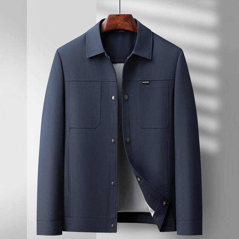 

Spring and Autumn Jacket New Men s Lapel Casual Middle-aged and Elderly Top Jacket Jacket M Темно-синій