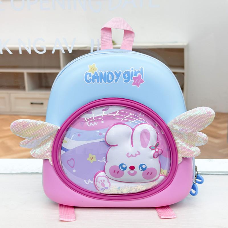 Children Cartoon Bunny Backpack With Eva Material For Kindergarten Girls PinkBlue