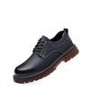 Men's Leather Thick-Soled Casual Derby Shoes for Spring/Autumn - Formal Black Low-Top Martin Boots
