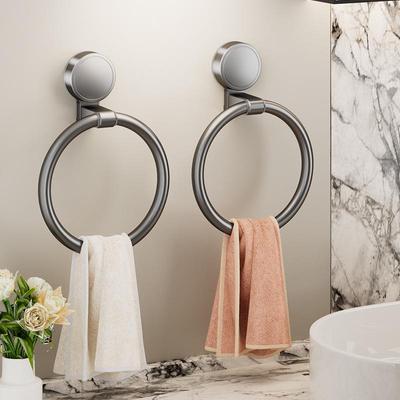 No-Drill Space Aluminum Suction Cup Towel Ring Hanger - Wall Mount Bathroom Hand Towel Holder