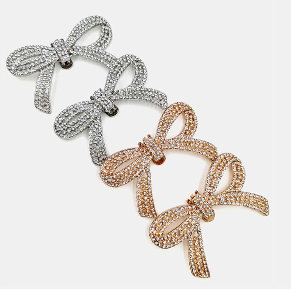 1 Pair Shiny Bow Shoes Clips Removable Shoes Flower Shoes Decorations Clip Rhinestone Bowknot Charm Buckle High Heel Shoes