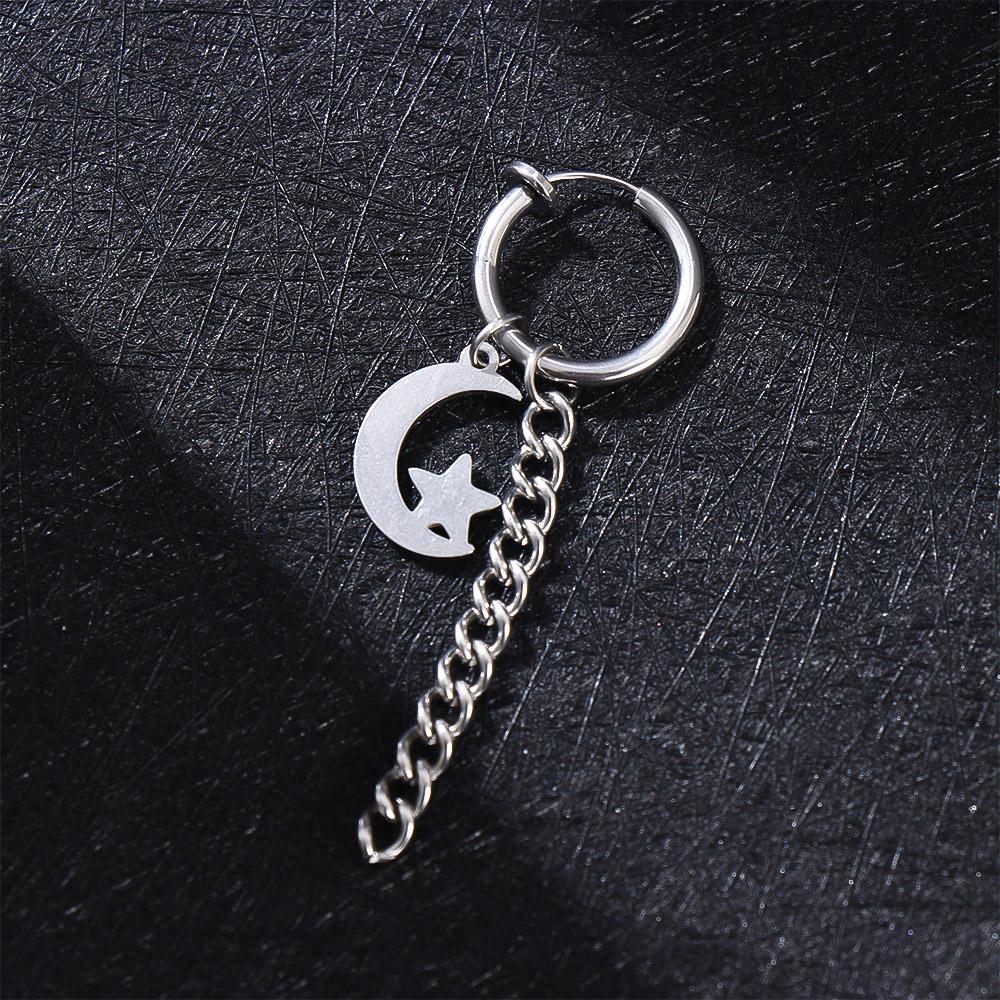 Stainless Steel Star Men Hoop Earring Word Love Earring Korean Style Clip Earring Fashion Jewelry