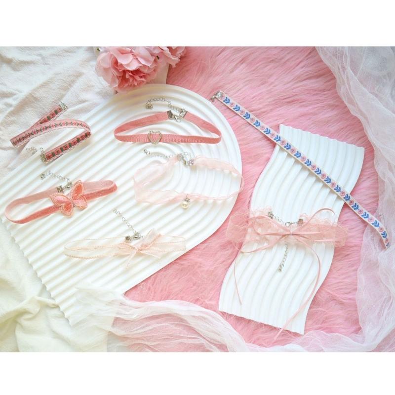 Fashion Heart Pendant Necklace Gothic Butterfly Flower Velvets Choker for Women Clavicle Neck Chain Wedding Jewelry Gift