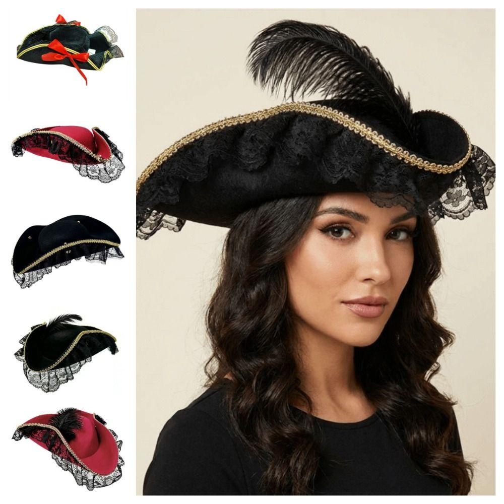 Podium Optreden Cosplay Piratenhoed Effen Kleur Westerse Cowboyhoed Grappige Kapiteinspet Dames