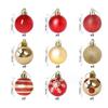 50 Stück Gold Rot Schneeflocke Weihnachtskugeln Set Kunststoff Neujahr Hängeanhänger Kugelornamente für Weihnachtsbaum Navidad Party Deko