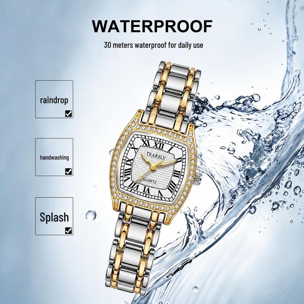 Women's Retro Quartz Watch: Diamond Inlaid, Waterproof & Luminous