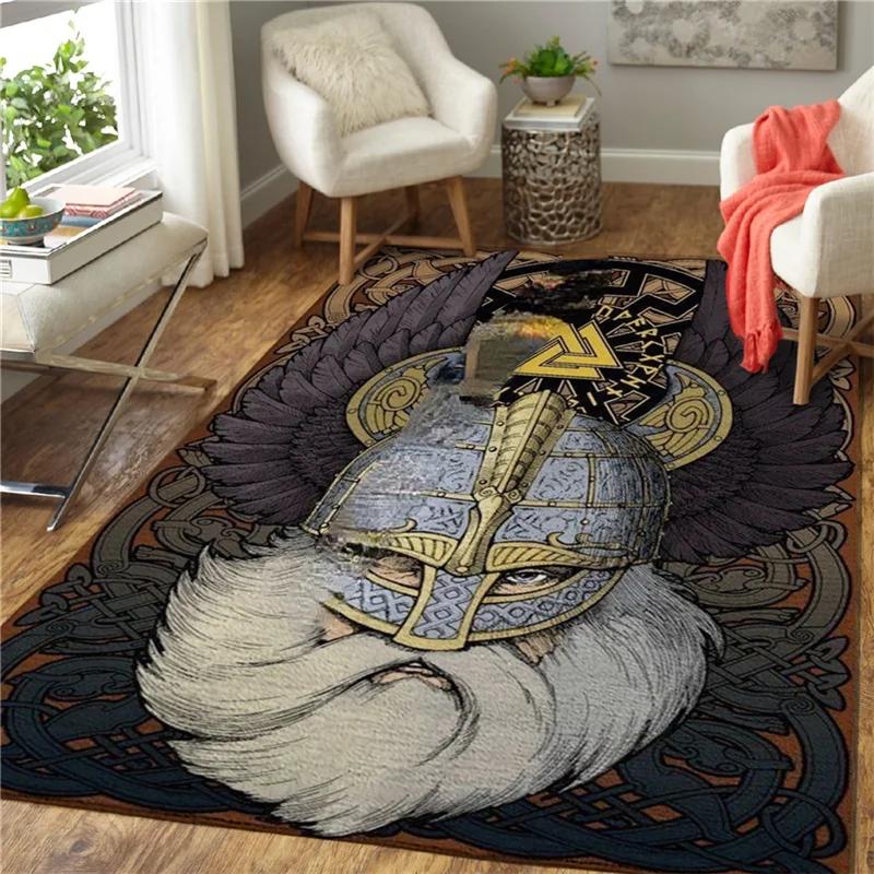 3D Viking Pattern Carpet Area Rugs Graphic Square Anti-slip Large Carpets Living Room Home Decoration Children Bedroom Carpet