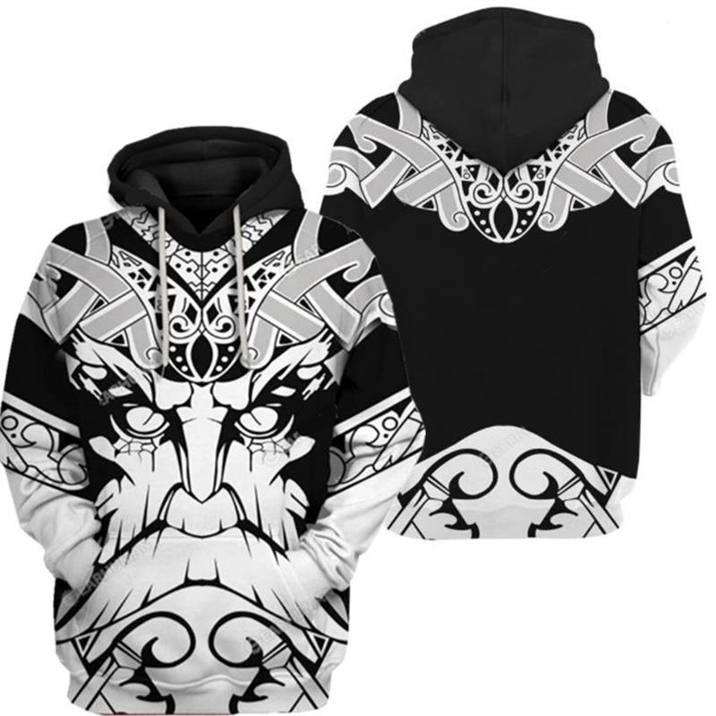 

15 цветов Мужские Женские Толстовки Викингов Новая Уличная Одежда Харадзюку Повседневные Толстовки с Капюшоном с Графическим Принтом Викингов Косплей Пуловеры XL белый