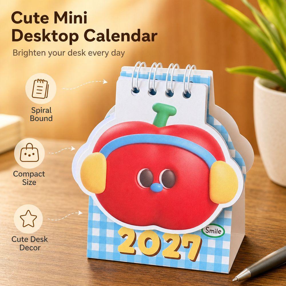 Mini Desk Calendar Spiral Desk Calendar Cartoon Paper Calendar To Stand Neatly Home Office