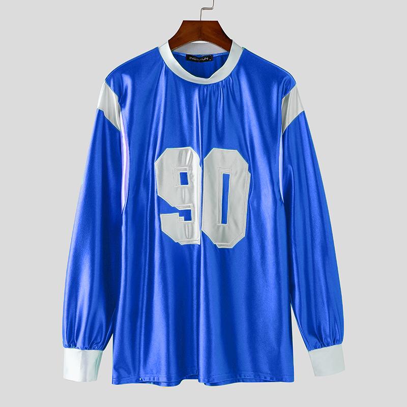 INCERUN Spring Men O Neck Long Sleeve Print Glitter Pullovers Oversized Tops