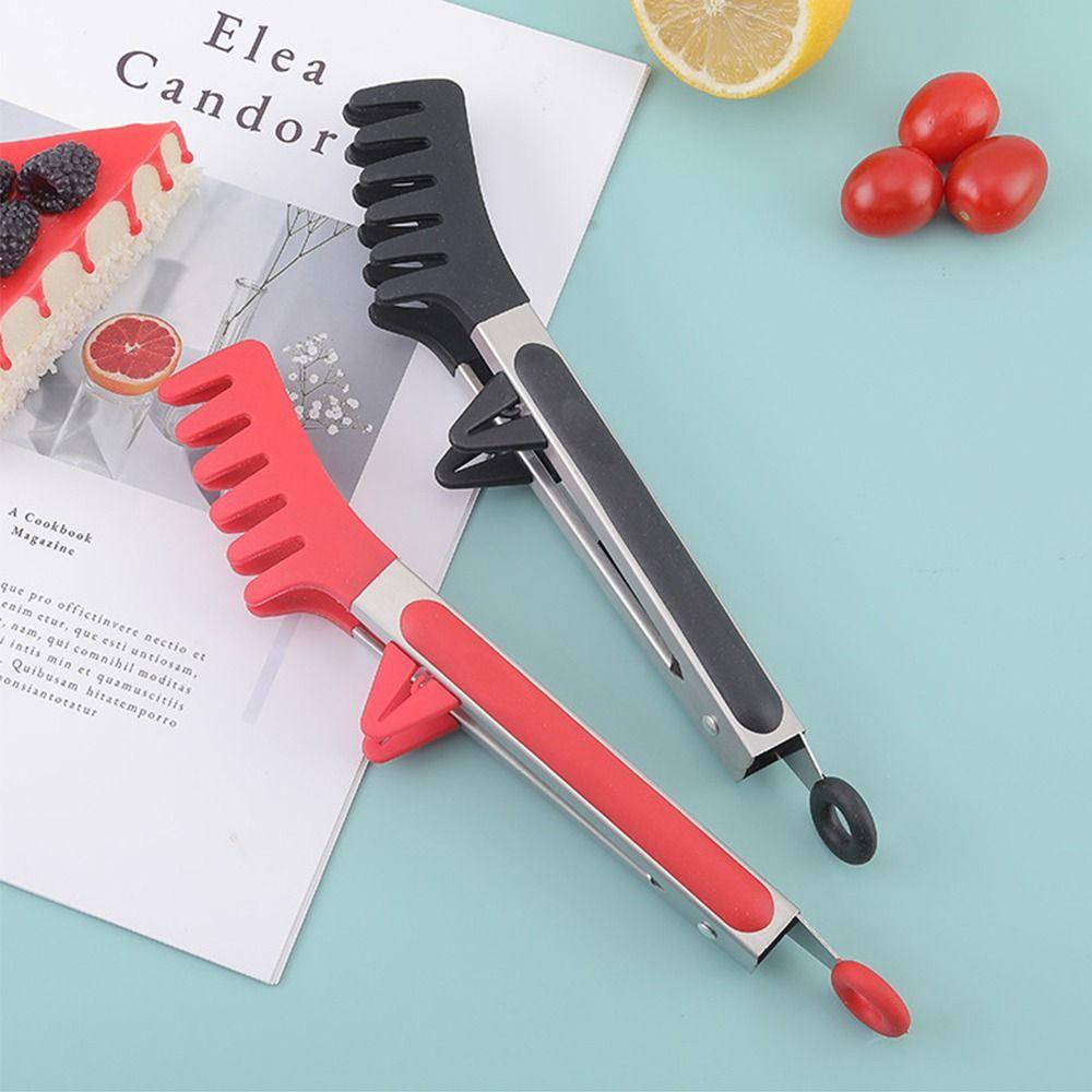 Non-Stick Coating Kitchen Tongs Silicone Cooking Serving Tongs Noodles Pasta Clips  BBQ