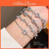 Modern Silver Blue Geometric Hand Chain With Zircon Accents For Women