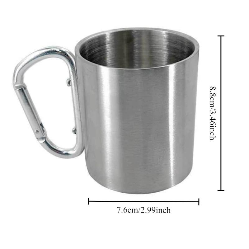 300ml Edelstahl Campingbecher Tragbarer Reisebecher mit Karabinerclip für Wandern Rucksackreisen Outdoor Trinkgeschirr Kaffeetasse